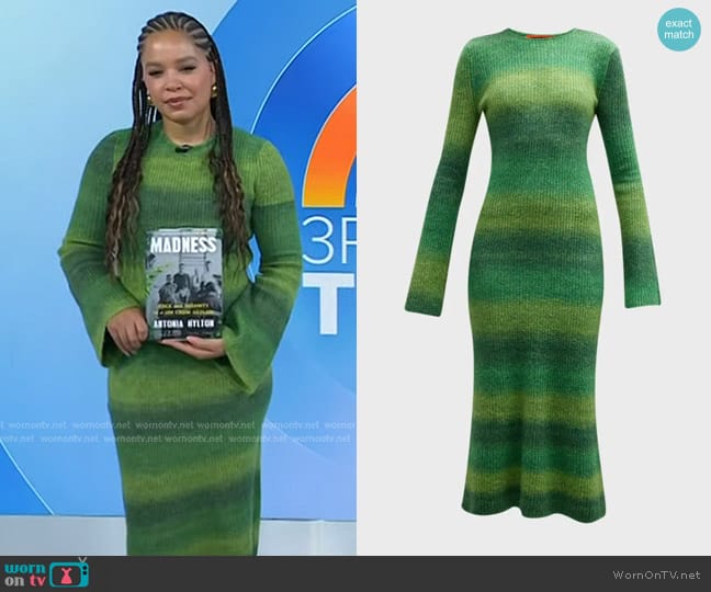 Simon Miller Axon Dress in Gummy Green Multi worn by Antonia Hylton on Today