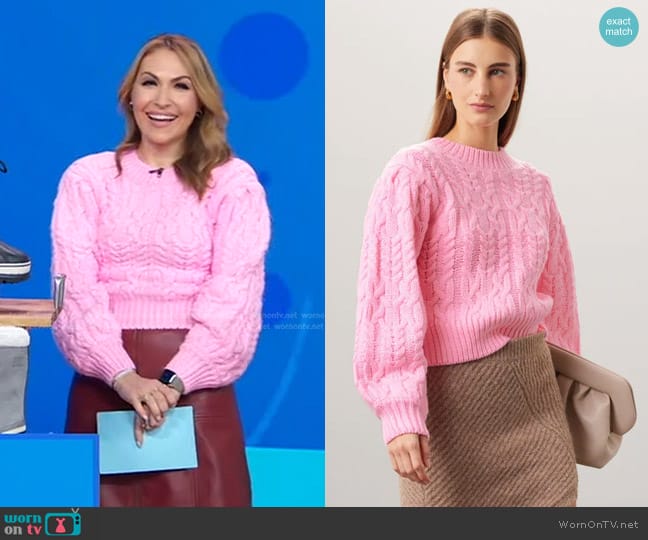 Slate & Willow Cable Knit Sweater worn by Lori Bergamotto on Good Morning America