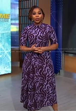 Somara Theodore's purple print midi dress on Good Morning America