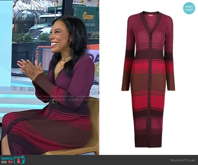 Staud Shoko Striped Cardigan Midi Dress worn by Vanessa Rissetto on Today