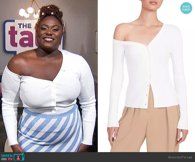 Staud Craftsman Asymmetric Sweater worn by Danielle Brooks on The Talk