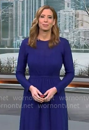 Stephanie Abrams' blue knit midi dress on CBS Mornings