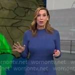 Stephanie Abrams’ blue long sleeve knit dress on CBS Mornings