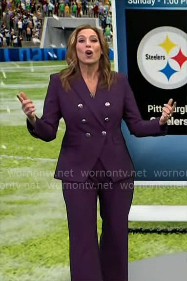 Stephanie Abrams’ dark purple suit on CBS Mornings