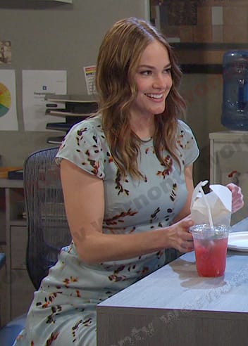Stephanie's blue floral short sleeve dress on Days of our Lives