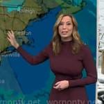 Stephanie Abrams’ burgundy knit dress on CBS Mornings