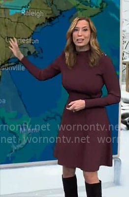 Stephanie Abrams' burgundy knit dress on CBS Mornings