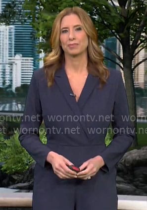 Stephanie Abrams' navy jumpsuit on CBS Mornings