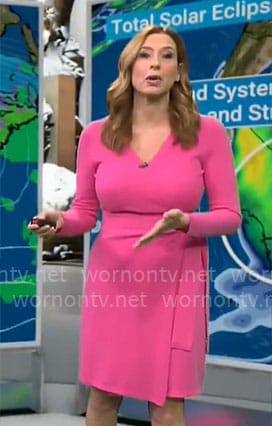 Stephanie Abram’s pink wrap dress on CBS Mornings