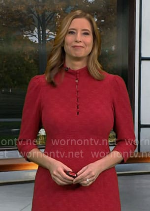 Stephanie Abrams' pink buttoned up dress on CBS Mornings