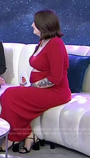 Stephanie Campos's red ribbed cutout dress on Today