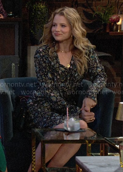 Summer’s green floral long sleeved dress on The Young and the Restless