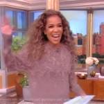 Sunny’s beige feather trim sweater on The View