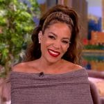 Sunny’s gray ribbed off shoulder dress on The View