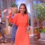 Sunny’s coral long sleeve dress on The View