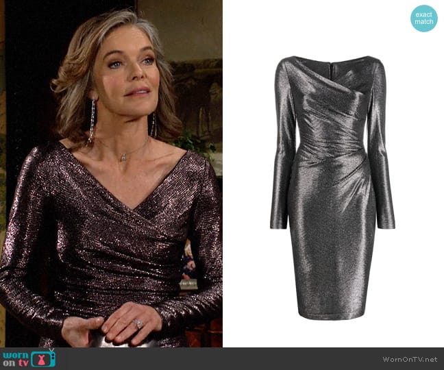 Talbot Runhof Metallic Sheen Fitted Dress worn by Diane Jenkins (Susan Walters) on The Young and the Restless