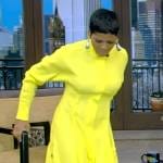 Tamron’s yellow button detail dress on Live with Kelly and Mark