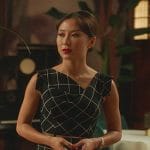 Teddy’s black windowpane asymmetric dress on Death and Other Details