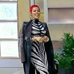 Teyana Taylor’s zebra stripe dress on Tamron Hall Show