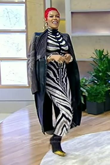 Teyana Taylor’s zebra stripe dress on Tamron Hall Show