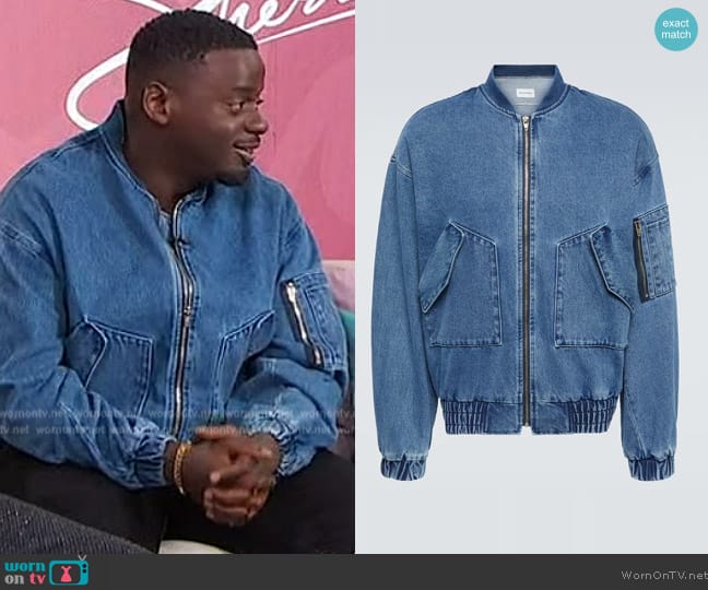 The Frankie Shop Cade Denim Bomber Jacket worn by Daniel Kaluuya on Sherri