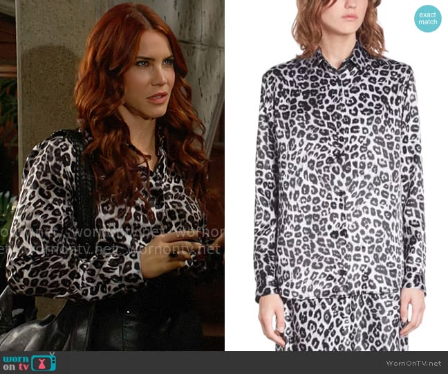 The Kooples Leopard Classic Blouse worn by Sally Spectra (Courtney Hope) on The Young and the Restless