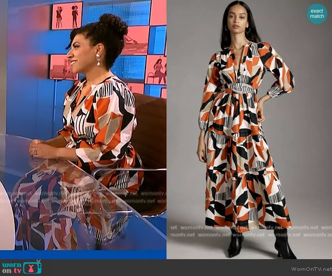 The Somerset The Long-Sleeve Somerset Maxi Dress worn by Damona Hoffman on NBC News Daily