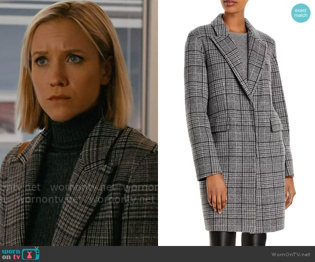 Theory Plaid Coat worn by Hannah Asher (Jessy Schram) on Chicago Med