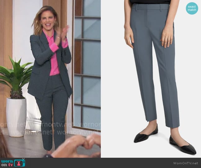 Theory Treeca Pants in Blue Granite worn by Natalie Morales on The Talk