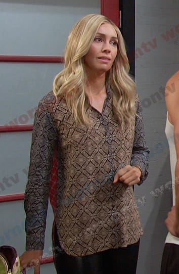 Theresa's grey floral print shirt on Days of our Lives