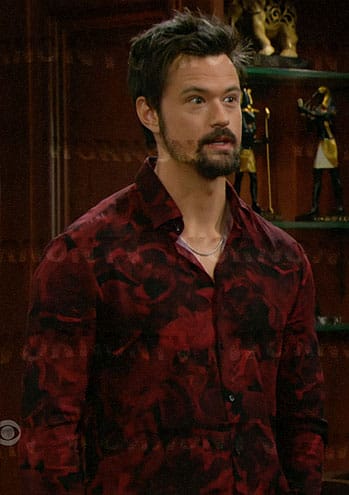 Thomas' red rose print shirt on The Bold and the Beautiful