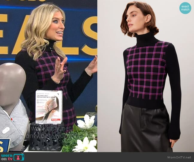 Toccin x RTW Cropped Plaid Turtleneck worn by Ashley Bellman on CBS Mornings