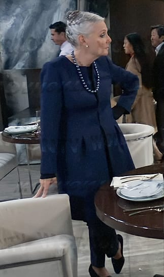 Tracy’s navy coat on General Hospital