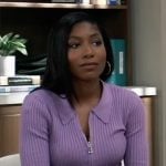 Trina’s purple zip front top on General Hospital