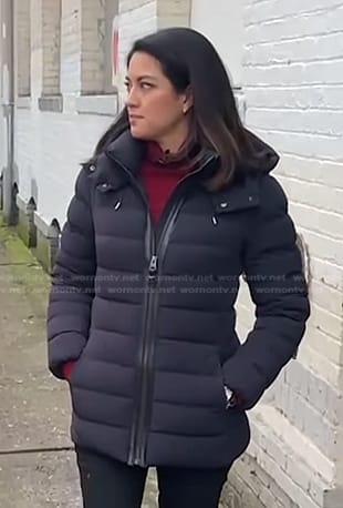 Valerie Castro’s hooded down jacket on NBC News Daily