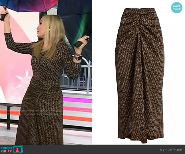 Veronica Beard Limani Gathered Midi Skirt worn by Chassie Post on Today