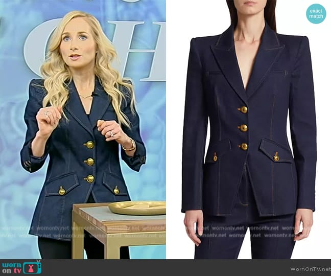 Veronica Beard Anoki Dickey Denim Jacket worn by Dr. Whitney Bowe on Tamron Hall Show