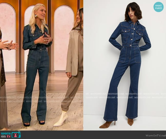 Veronica Beard Follie Denim Jumpsuit worn by Zanna Roberts on The Drew Barrymore Show