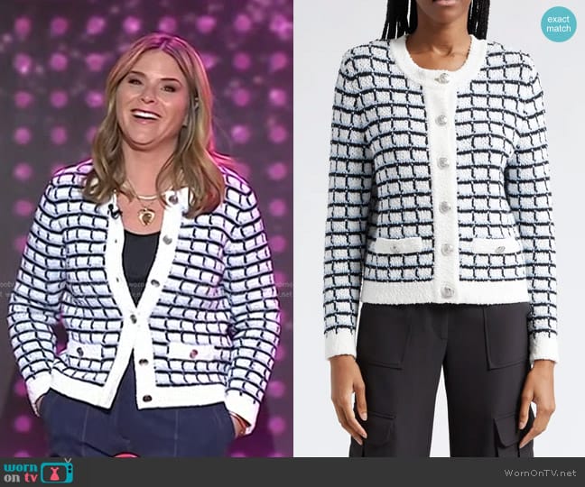 Veronica Beard Lavigne Check Organic Cotton Cardigan worn by Jenna Bush Hager on Today