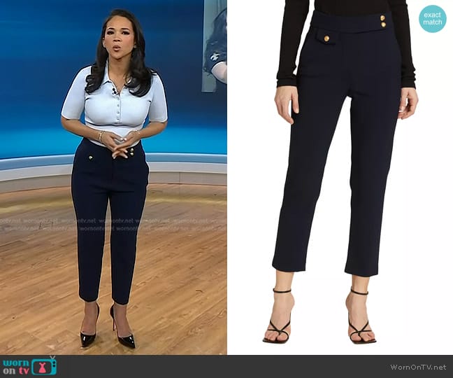 Veronica Beard Renzo Ankle Crop Pants in Navy worn by Laura Jarrett on Today