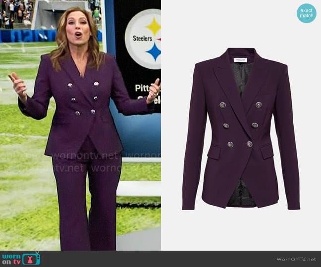 Veronica Beard Miller Dickey Jacket in Dark Aubergine worn by Stephanie Abrams on CBS Mornings