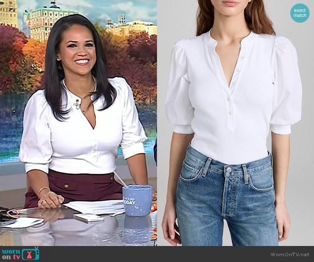 Veronica Beard Coralee Top worn by Laura Jarrett on Today