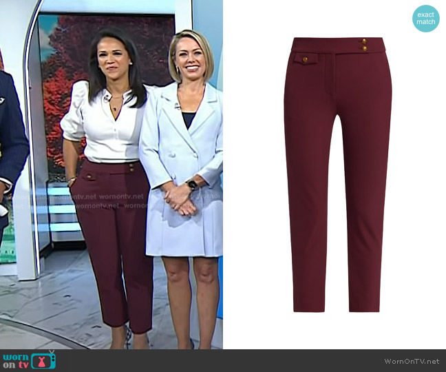 Veronica Beard Renzo Pants in Dark Oxyblood worn by Laura Jarrett on Today