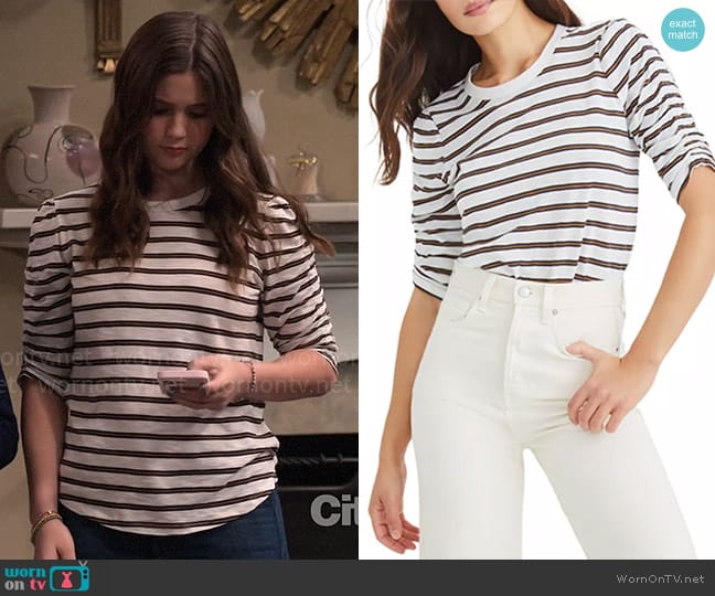 Veronica Beard Waldorf Striped Tee worn by Grace Kearney (Sofia Capanna) on Extended Family