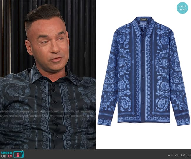 Versace Barocco-print silk shirt worn by Mike Sorrentino on E! News