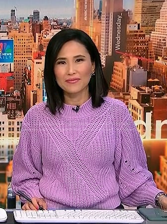 Vicky’s lilac knit sweater on NBC News Daily