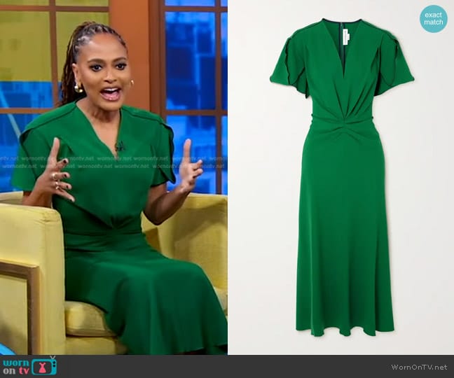 WornOnTV: Ava DuVernay’s green v-neck midi dress on Good Morning ...