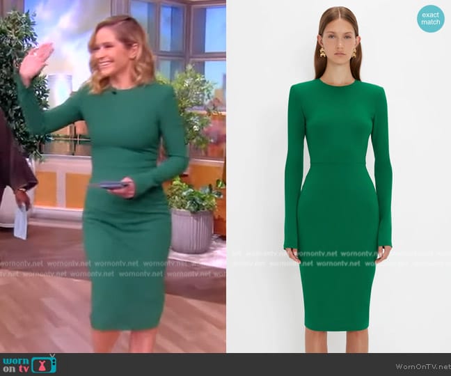 Victoria Beckham Wool-blend crepe midi dress worn by Sara Haines on The View