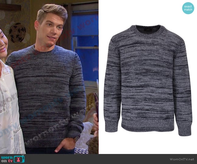 Vince Wool & Cashmere Marled Slim Fit Crewneck Sweater worn by Tripp Johnson (Lucas Adams) on Days of our Lives