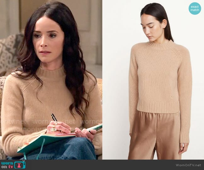 Vince Monogram Raglan Sleeve Crew Neck Sweater worn by Julia Mariano (Abigail Spencer) on Extended Family